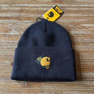 Carhartt Women's Black Beanie w/Yellow Floral Emblem NWT